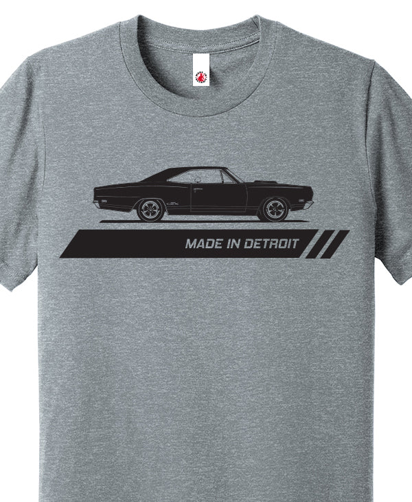 1969 Plymouth GTX Shirt Print in Black on heather Grey T-shirt