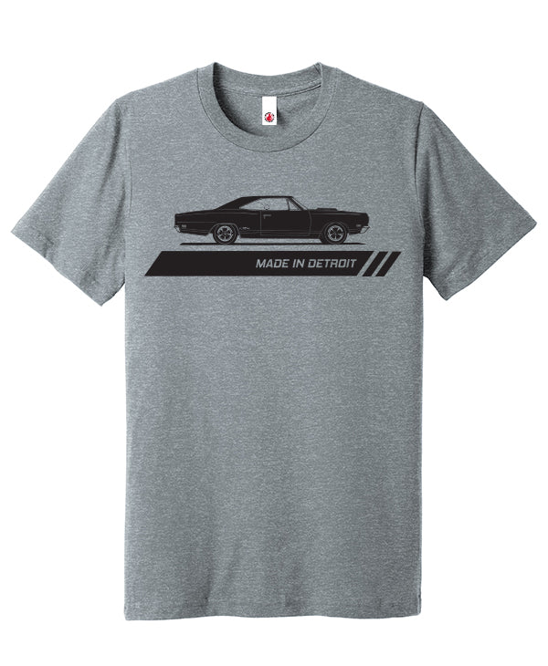 1969 Plymouth GTX Shirt Print in Black on heather Grey T-shirt