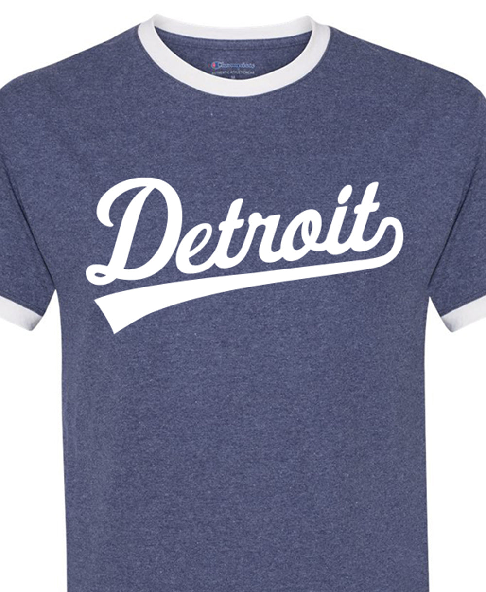 heather navy champion ringer detroit sports shirt muscle car vintage retro detroit t shirt