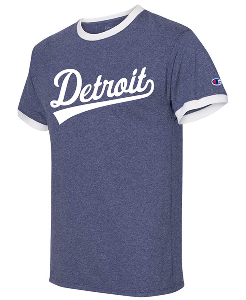 heather navy champion ringer detroit sports shirt muscle car vintage retro detroit t shirt