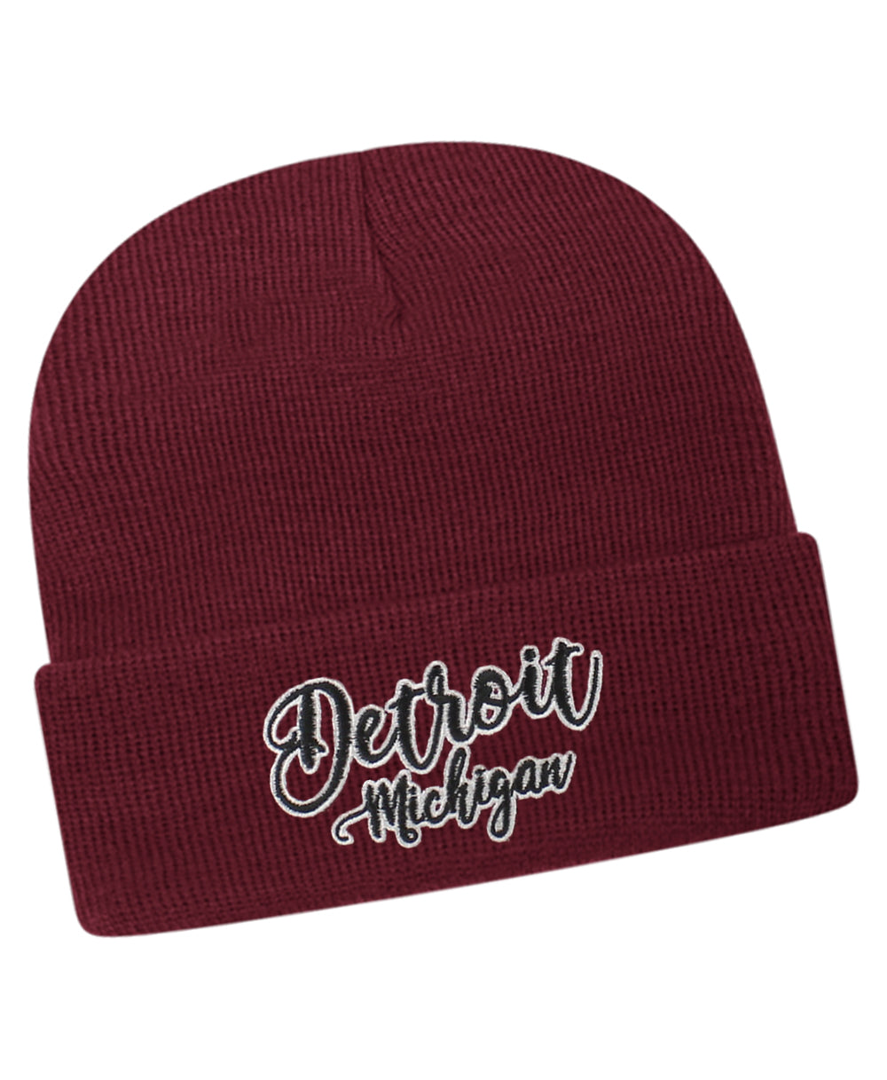 Detroit MI - Maroon Cuff Beanie