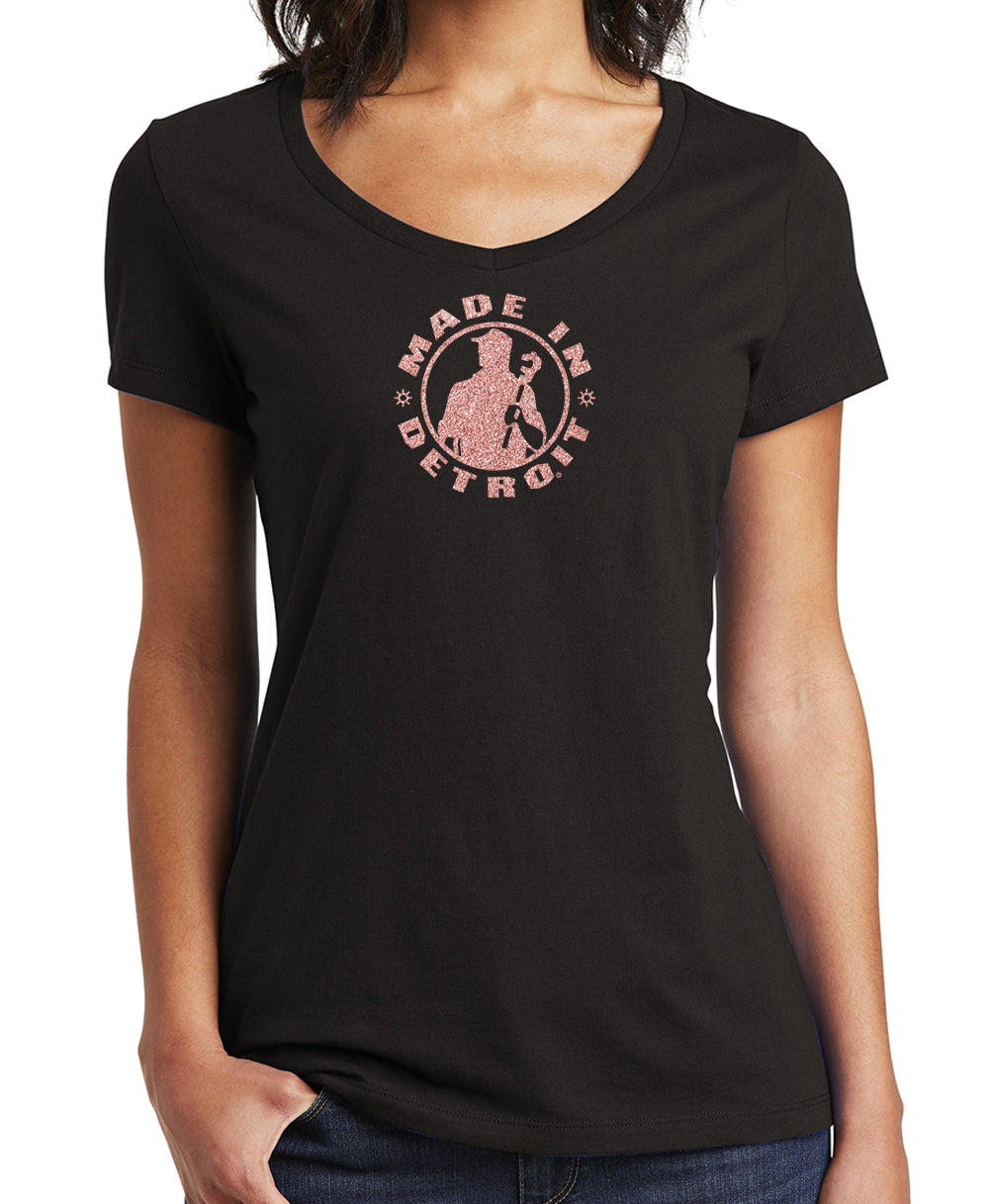 Rose Gold Black Missy V-neck