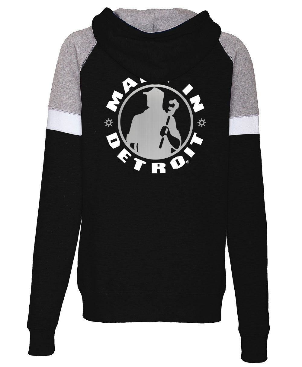 Ladies MID Silver Black/Grey Zip Hoodie