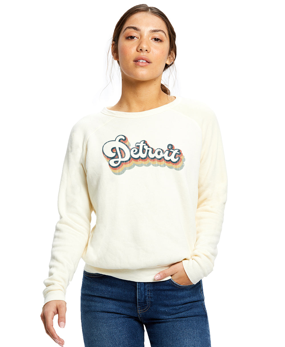 Ladies Retro Detroit Raglan Crewneck