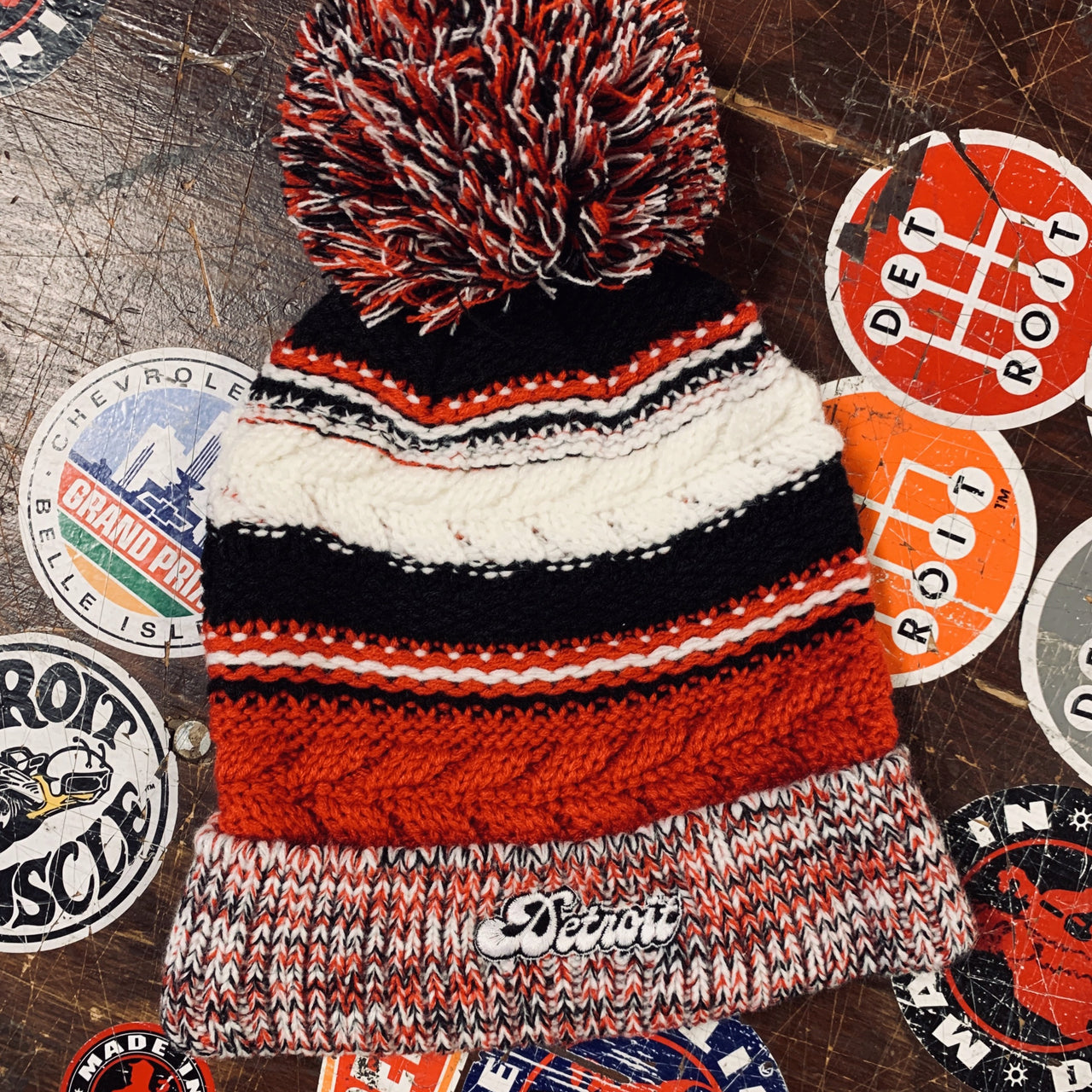 Detroit Cursive Pom Beanie